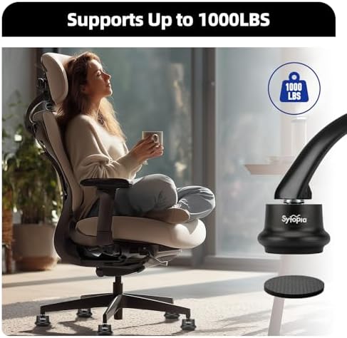 Sytopia Office Chair Bell Glides Replacement, Fixed Feet Wheel Stopper for Swivel Chairs and Stools, 7/16" x 7/8" Stem, Separate Self-Adhesive Felt Pads, Non-Slip Base, Quiet & Easy Install, 5 Pack