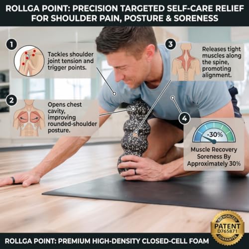 Rollga Point - Curved Foam Roller for Headache & Back Pain Relief, 14 inch