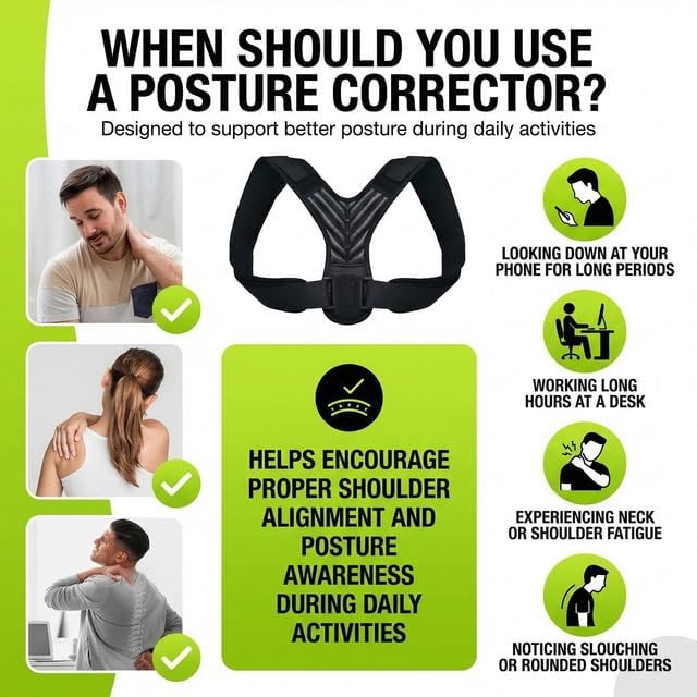 Posture Corrector for Women & Men, Adjustable Back Support Brace with Y-Shape, Lightweight Shoulder Straightener for Sitting, Desk Work & Daily Wear, Helps Improve Slouching & Alignment (Medium)