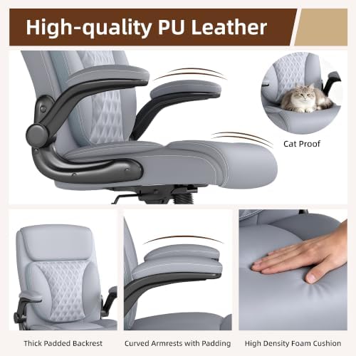Youhauchair Executive Office Chair, Leather Computer Desk Chair, Grey