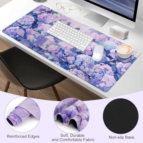 Petmolico 4-in-1 Wrist Rest Set with Desk Pad, Blue Flower Cat
