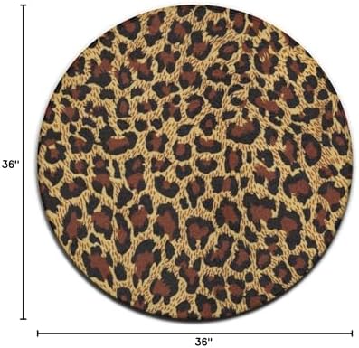 Large Home Decor Mat, Soft Round Yoga Carpet, Non-Slip Machine Washable Kitchen Office Circle Rug Compatible with Leopard Cheetah Print