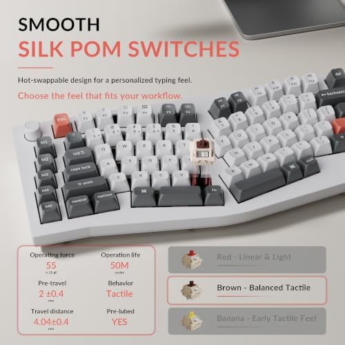 Keychron Q13 Ultra 8K Wireless Mechanical Keyboard, 96% Alice Ergonomic Layout with Numpad, Full Aluminum Custom Keyboard, ZMK, 660H Battery, Hot-Swappable Silk POM Switch, RGB, White