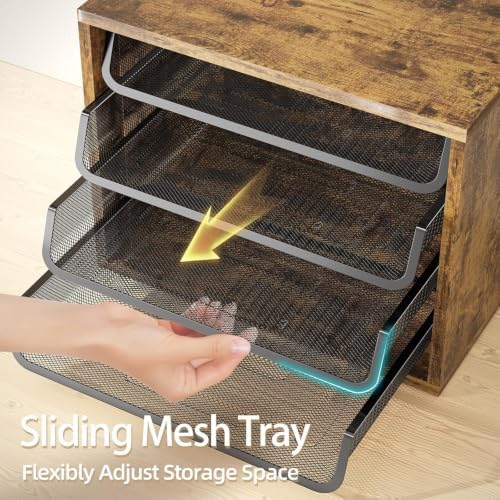 Simple Trending 4-Tier Desk File Organizer, Paper Organizer, Rustic Brown