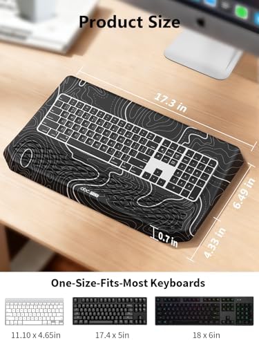 2-in-1 Ergonomic Keyboard Stand with Wrist Rest, Black Topographic