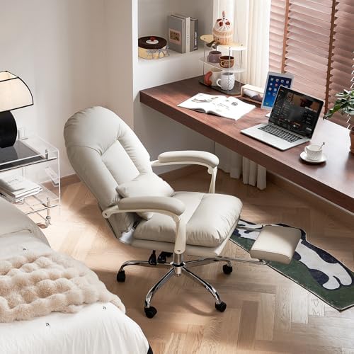 EMIAH Office Chair with Foot Rest Reclining Desk Chair Comfy, PU Leather