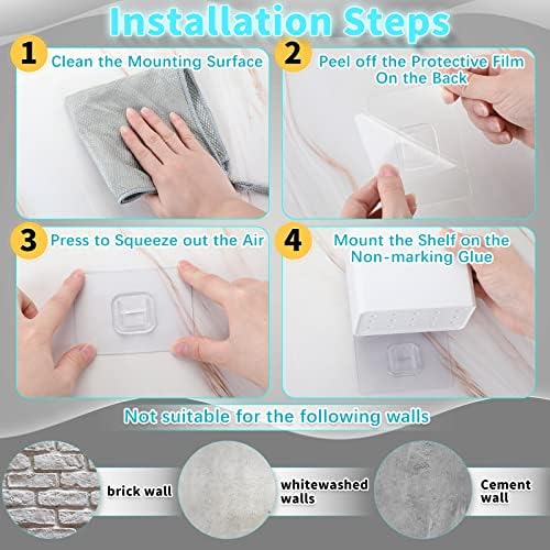 Suclain 4 Pcs Wall Mounted Organizer Floating Shelf Wall Bin, White