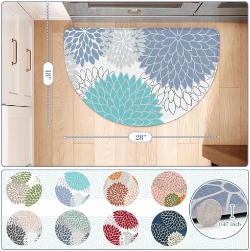 KIMODE Half Circle Kitchen Mats for Floor Cushioned Anti Fatigue Semi Round