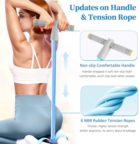 Pedal Resistance Band with Handle, Upgraded 6-Tube Exercise Bands