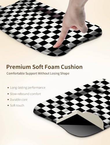 Ergonomic Keyboard Wrist Rest Pad with Wrist Support Black White Plaid