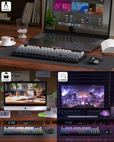 MageGee Wireless Gaming Keyboard and Mouse Combo V560, RGB Backlit Rechargeable Mechanical Feel 2.4GHz Quiet Blue White Purple Keyboard Mouse for Mac Laptop PC Gamer
