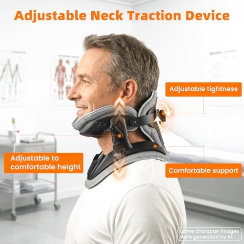 Neck Stretcher Cervical Traction - Adjustable Neck Traction Device for Spine Decompression and Pain Relief, Neck Decompression Devices, Neck Braces for Neck Pain and Support