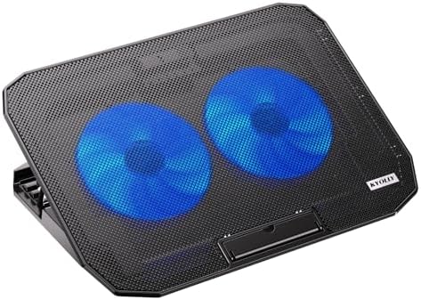 KYOLLY Ultra Slim Laptop Cooling Pad with 2 Quiet Big Fans, 5 Height Adjustable Ergonomic Stand, Portable Cooler for 10-15.6 Inch Laptops, Speed Control and 2 USB Ports