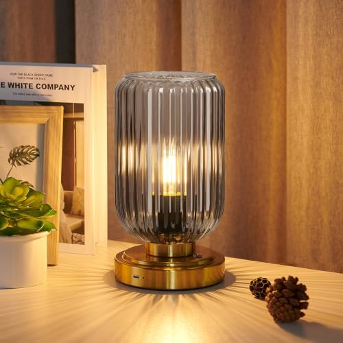 LightRound Cordless Table Lamp for Bedroom, Touch Stepless Dimmable