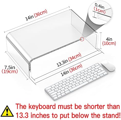 Acrylic Monitor Stand Riser Clear Laptop Stand Riser L14 xW7.5 xH4