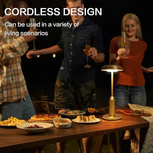 2 Pack Cordless Table Lamp, Rechargeable Table Light,Gold