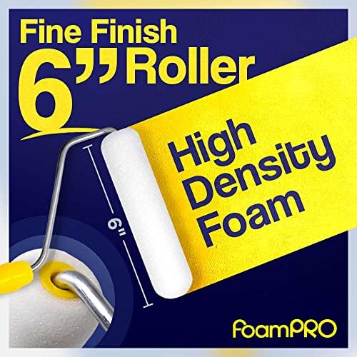 FoamPRO 176, 6” Fine Finish Foam Roller Refills (2 Pack) Foam Paint Roller Covers, Home Painting Supplies & Paint Tools, Mini Roller Refills