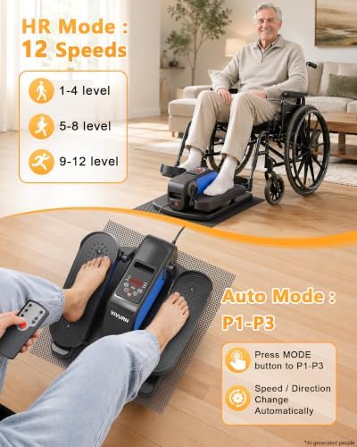 Mini Under Desk Elliptical Electric Leg Exerciser for Senior 12 Speed 4Mode
