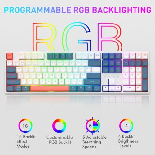 Redragon K668 PRO Wireless 108-Key Gasket RGB Gaming Keyboard, 4 Hotkeys