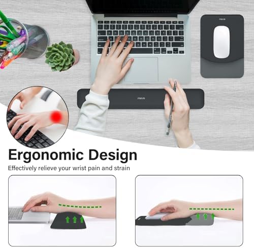 MOSISO Wrist Rest Support Mouse Pad & Keyboard Set, Slate Gray