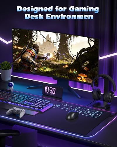 RGB Gaming Mouse Pad – LED Pixel Display with Custom Animations, Tempered Glass, Anti-Slip Base, App Control for Keyboard & Mouse, Multiple Sizes, L 23.5 x 17.8 in,Black