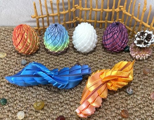3D Printed Twisty Fidget Dragon Eggs, Rotating Sensory Desk Toys(4pcs)