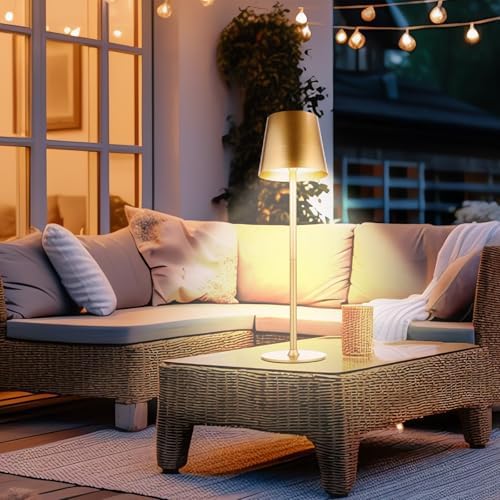 Retisee 2 Pack Cordless Table Lamp Portable Rechargeable Lamp, Gold
