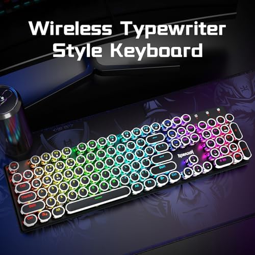 Redragon Wireless Typewriter Style Mechanical Gaming Keyboard, Black