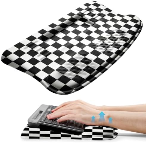 Ergonomic Keyboard Wrist Rest Pad with Wrist Support Black White Plaid