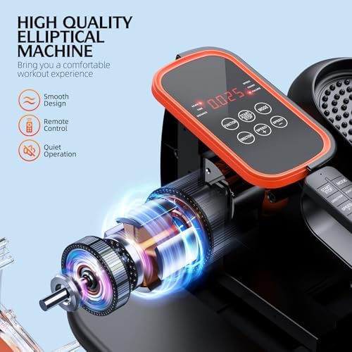 Under Desk Elliptical Machine, Electric Ellipse Leg Exerciser While Sitting for Seniors, Quiet Portable Elliptical Machine with 12 Adjustable Speeds, Seated Pedal Exerciser with Remote Control