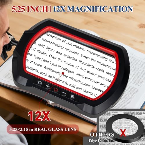 12X Magnifying Glass with Light and Clamp