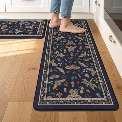 LEEVAN Anti Fatigue Kitchen Mats for Floor, Cushioned Kitchen Mat Set 2PCS