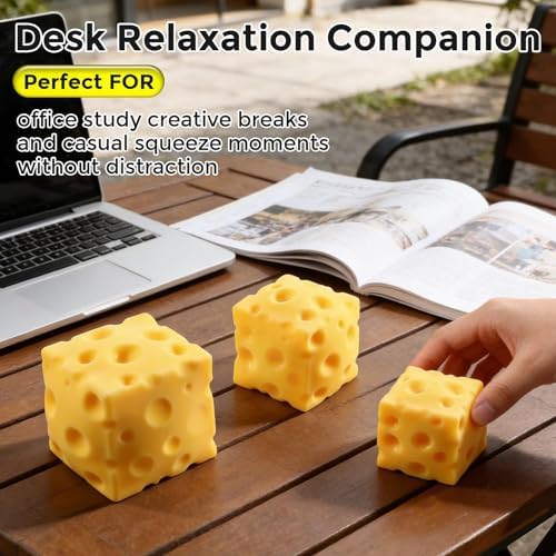 Jumbo Cheese Squishy, Giant Large Squishy Fidget Toys for Adults & Teens, Sensory Stress Ball Squeeze Toys for Stress Relief (Yellow 4.4 in)