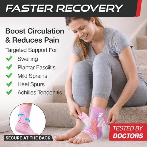 Sleeve Stars Ankle Brace Men & Women Support (Single/L:12"-13"/Baby Pink)