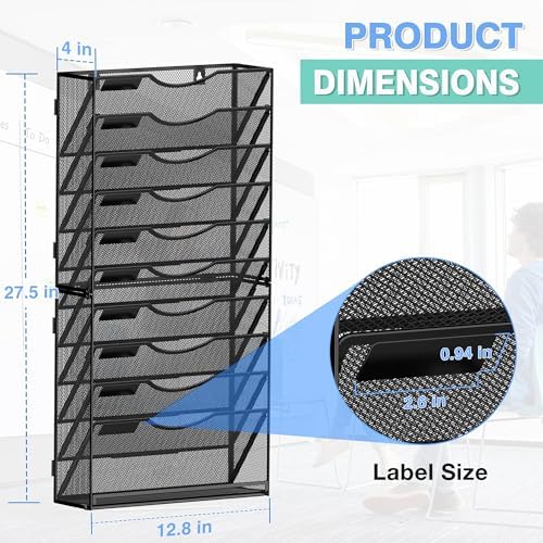 Kuntine.B Wall File Organizer Office Hanging Magazine Holder Wall File Organizer for Office Home