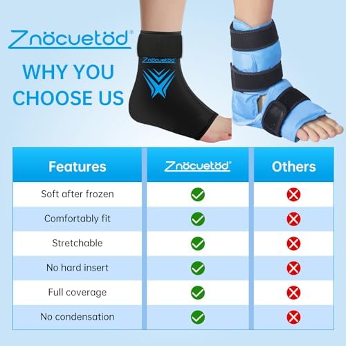 Ankle Ice Pack Wrap for Swelling, Reusable Foot Heel Gel Ice Pack for Injuries Sprained, Hot Cold Therapy Sock Compression for Plantar Fasciitis Pain Relief, Achilles Tendonitis