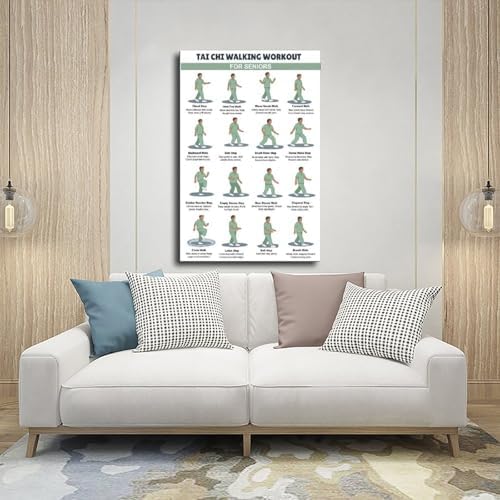 Printable Tai Chi Walking for Seniors Tai Chi Walking Chart Exercise Chart Canvas Poster Wall Art for Living Room Bedroom Decor Unframe 16x24inch