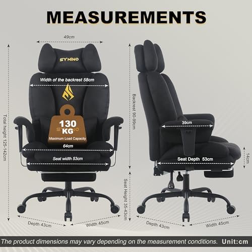 Symino Gaming Chair with Footrest, Up/Down Armrests, Suede Fabric Ergonomic Office Chair, 155° Recline Computer Chair for Desk, Black