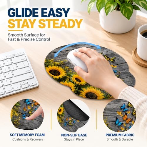 Butterfly Ergonomic Wrist Rest Mouse Pad Set with Keyboard Cushion