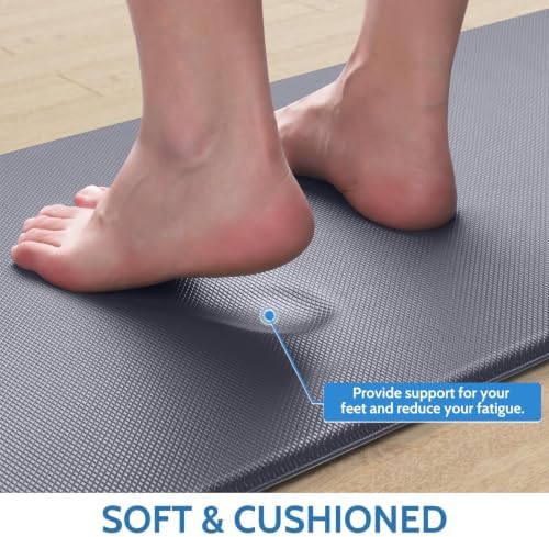 StepLively Kitchen Mat for Floor 2 PCS, Anti Fatigue Rugs, Grey