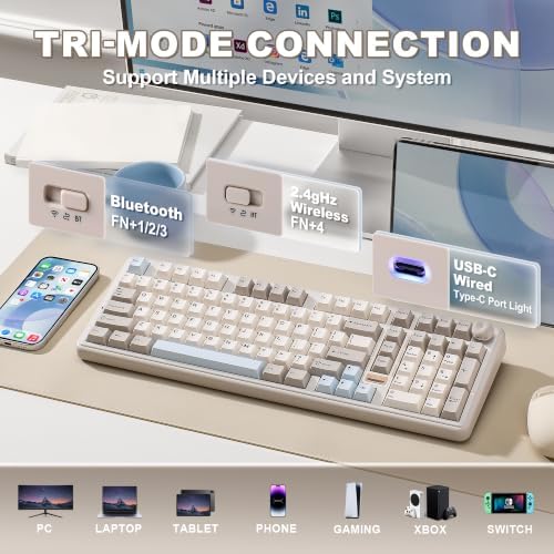 YUNZII B98 PRO 96% Wireless Mechanical Keyboard(Beige, Candy Switch)