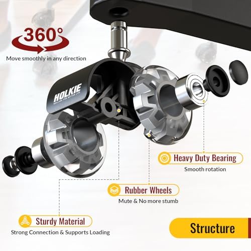 HOLKIE Office Chair Wheels Set of 20 Replacement 2 Inch Dual Casters - Universal Fit 11mm Rubber Smooth Quiet Rolling Casters - for Hardwood Floors Carpet Computer Grey