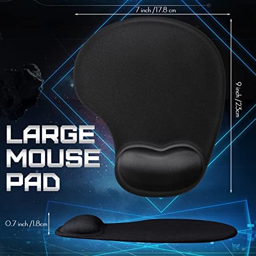 Flutesan 9 Pcs Ergonomic Mouse Pad with Wrist Rest Black Mouse Pads Memory Foam Non-Slip Mousepad Comfortable Computer Mousepad with PU Base for Pain Relief Computer Cafe Home Office Desk Accessories