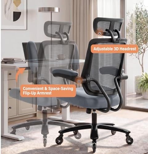Big and Tall Office Chair with 500 LBSCapacity and Memory Foam Seat, Grey