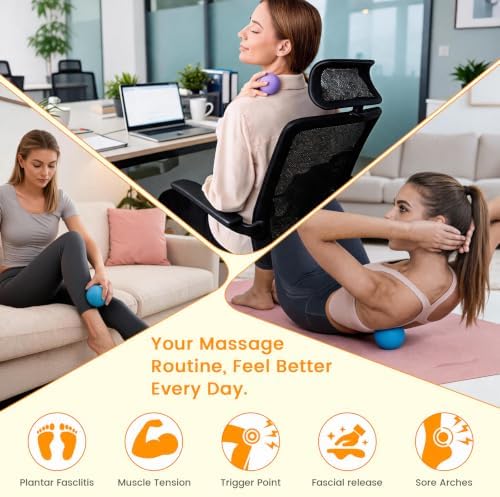 2 Pack Massage Lacrosse Balls for Myofascial Release, Trigger Point Therapy