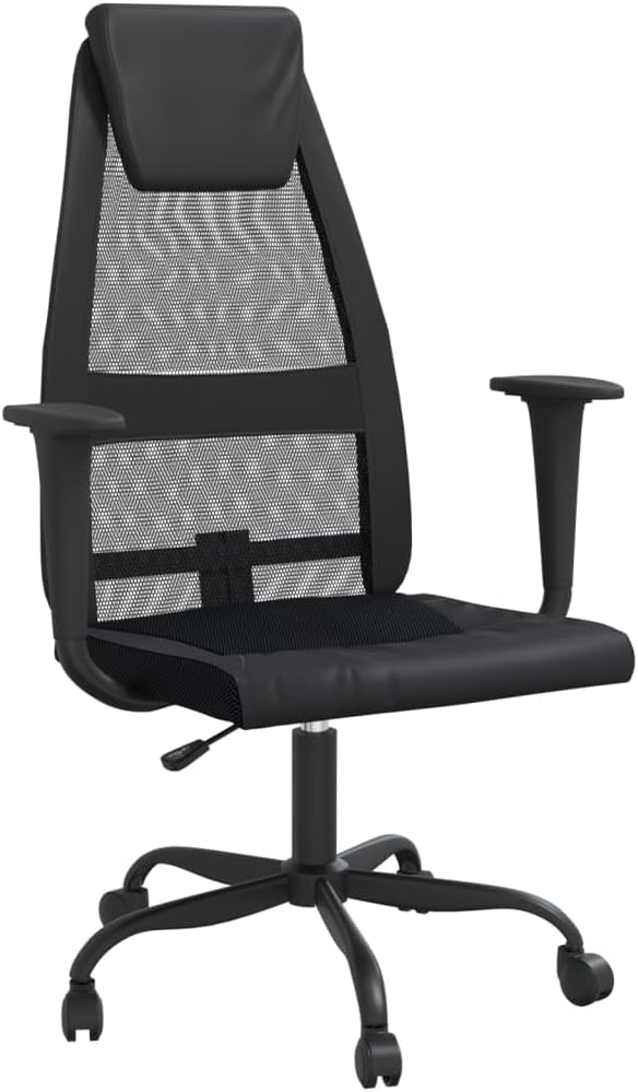 Ergonomic Office Chair with Breathable Mesh, Black and Grey Design, Height Adjustable, Rolling Wheels, Sturdy Frame Supports 242.5 lb for Workspace and Home Office