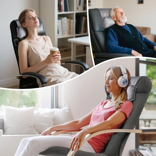 WdFour Velvet Neck & Head Pillow for Recliner Chair, Small Ergonomic Cervical Support Pillow for Home, Office and Travel, Non-Slip Cushion for Tension Relief & Shoulder Comfort (Light Gray)