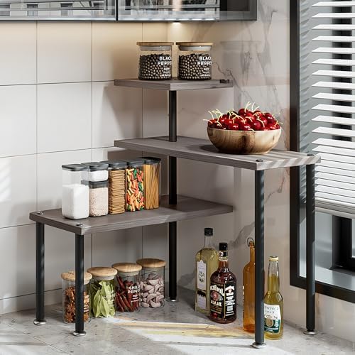 3 Tier Adjustable Countertop Organizer Corner Shelf