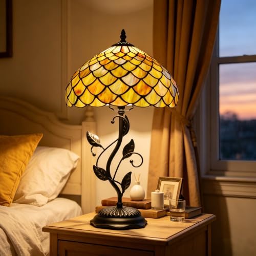 Tiffany Lamp Brown Scales Stained Glass Table Lamp