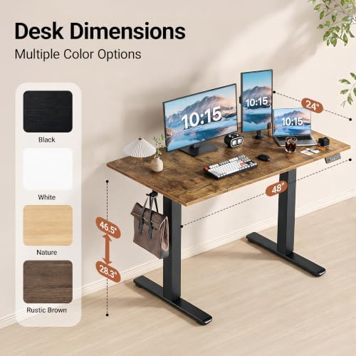 Claiks 48 x 24 Inch Rustic Brown Electric Standing Desk